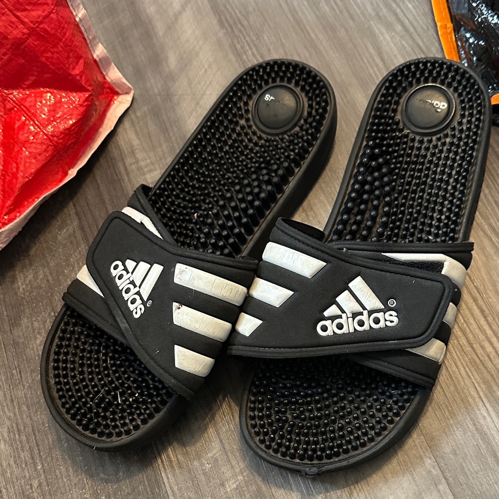 Adidas Black and Gray Massage Slides